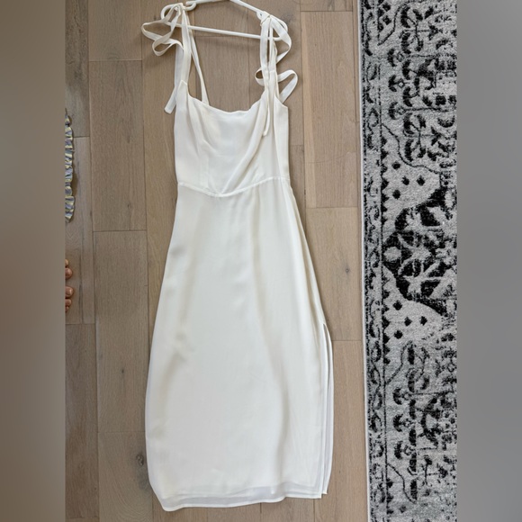 Reformation Besse Dress Ivory 0 Tie Straps Midi Dress - Picture 2 of 6